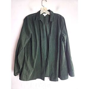 J.Jill Dark Forest Green 100% Cotton Corduroy Boxy Open Blazer size Medium